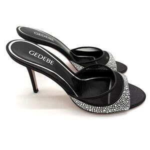 Gedebe Isabelli 10mm Crystal Embellished Glam Leather Mesh Sandal 39.5 9.5 $875